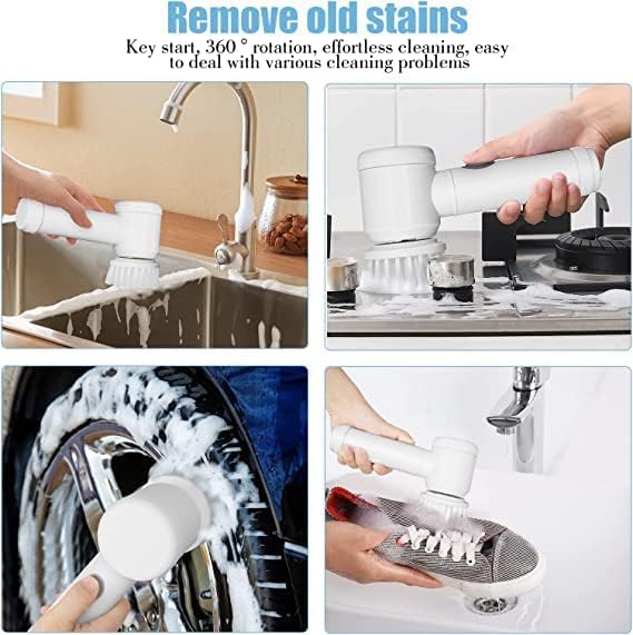 Electric Rotary Cleaning Brush — 3 Heads for Every Surface, Zero Scrubbing